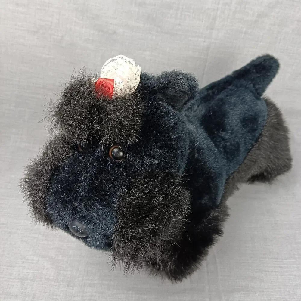 Dan-dee Black Scottish Terrier Dog Standing Realistic Puppy Plush Stuffed Animal